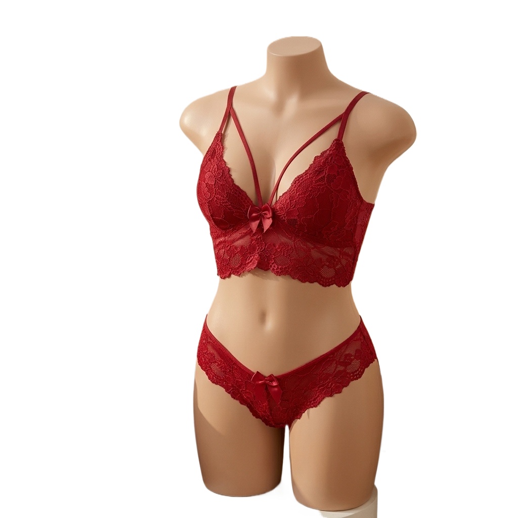 Floral Lace Two Piece Underwea - Lace Bralette Set ulasan dan harga